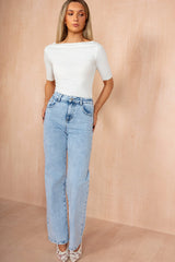 Finley Light Blue Acid Wash Straight Leg Jeans