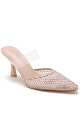 Jessie Nude Diamante Perspex Heels