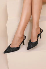 Rex Black Pearl Mesh Court Heels