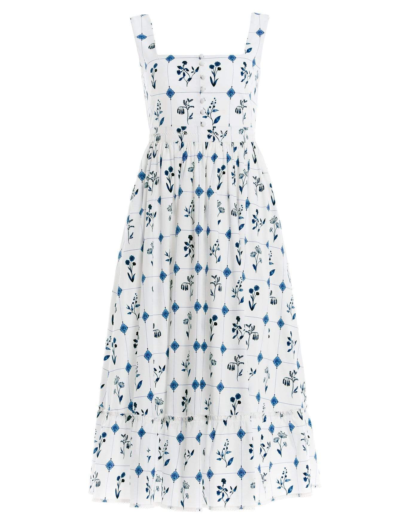 AGUA BY AGUA BENDITA-Melon Loza Hand Embroidered Midi Dress-
