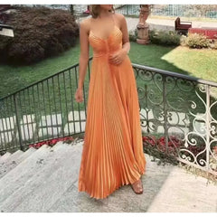 ALC Aries Pleated Maxi Dress in Mandarin Orange - Dress