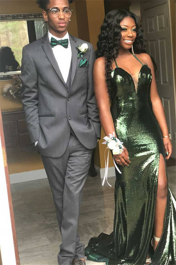 Amazing Formal Gray Three-Piece Slim Fit Mens Suit for Prom-Dbrbridal
