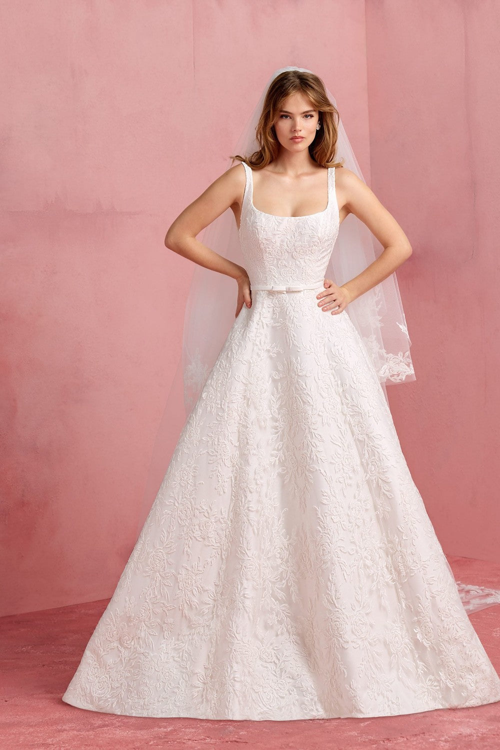 Romantic Scoop-Neck Embroidered A-Line Wedding Dress With Open Back by Anne Barge — image 1 of 2