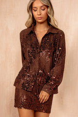 Emiliana Chocolate Sequin Mini Skirt