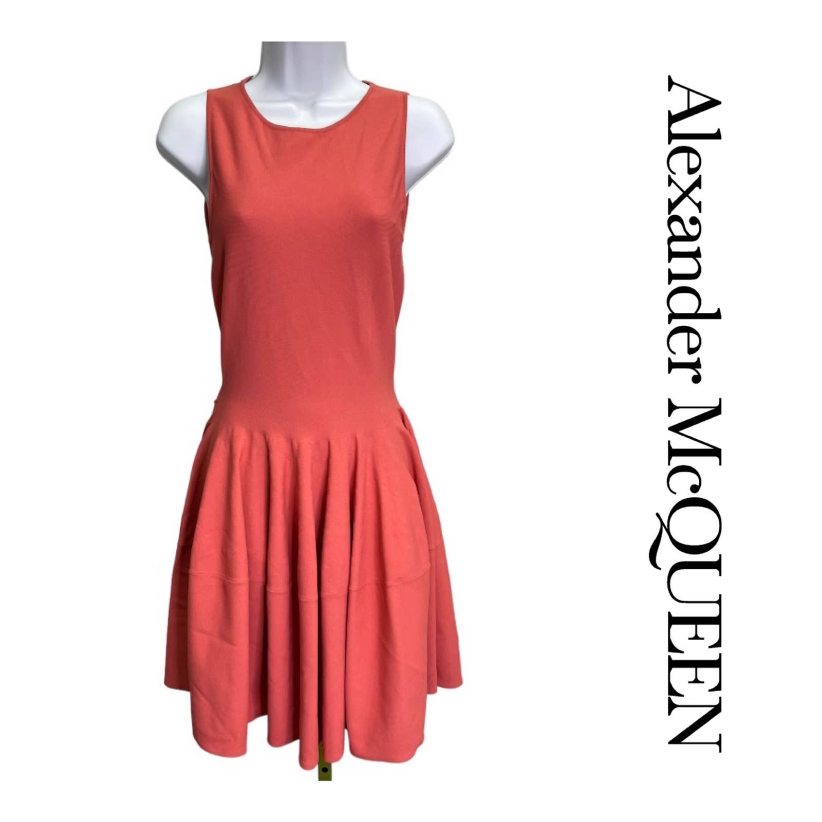 Alexander McQueen Stretch Knit Fit Flare Dress Size M Salmon - Premium from Alexander McQueen - Just $229.0! Shop now at Finds For You