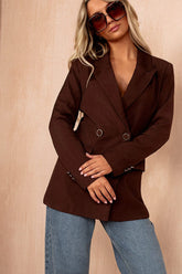 Liana Chocolate Double Breasted Blazer