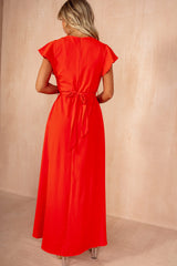 Nyla Burnt Orange Belted Midi Dress
