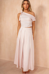 Grainne Pink Pleated Midi Skirt