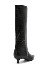 Hailey Black Croc Knee High Boots