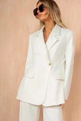 Jean White Split Back Blazer