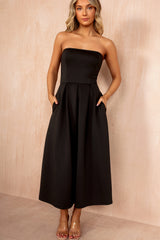 Saskia Black Bandeau A-Line Midi Dress