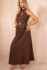 Pia Chocolate Textured Maxi Skirt