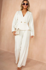 Doireann Cream Peplum Blazer Top