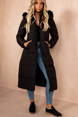 Esther Black Padded Longline Coat