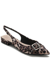 Delilah Leopard PU Slingback Shoe