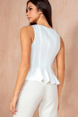 Emma White Peplum Top