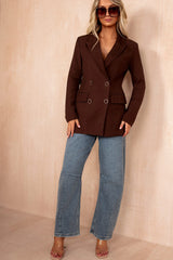Liana Chocolate Double Breasted Blazer