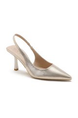 Jillian Gold PU Slingback Heels