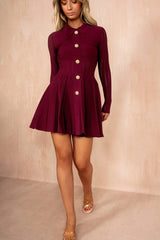 Novaleigh Burgundy Fine Knit Skater Dress