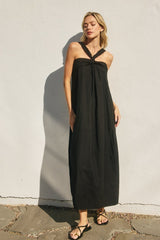 Black Cotton Halter Neck Maxi Dress | Dress Forum