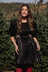 black velvet mini dress side slits