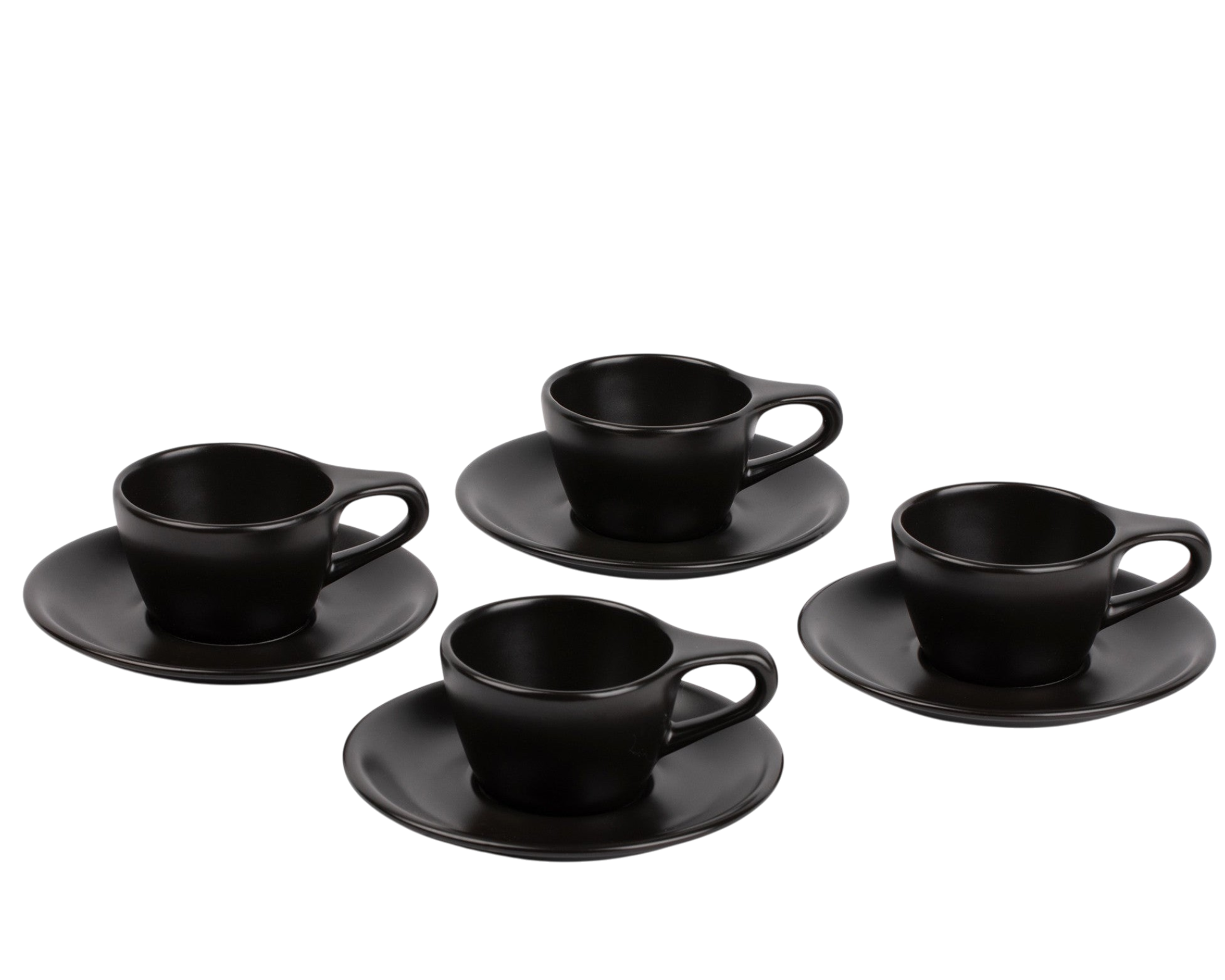 Wilshire Cappuccino Cups and Saucers, Matte Black (4-Pack)