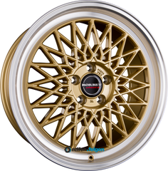 BORBET B 7x17 ET30 4x100 NB64 Gold Rim Polished