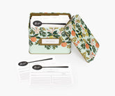 citrus floral tin recipe box