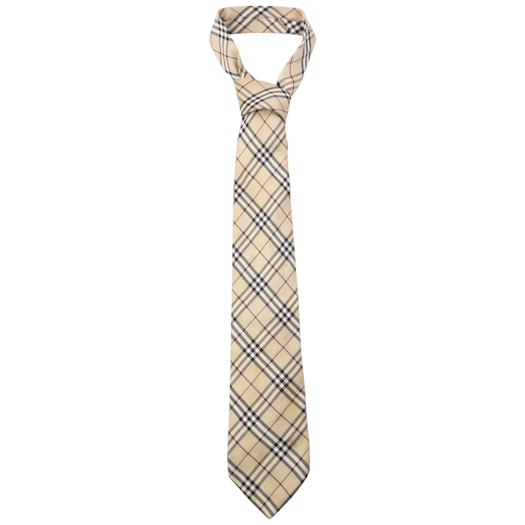 Vintage 2000s Burberry Nova Check Silk Tie