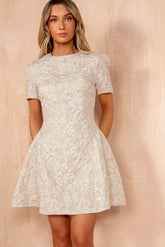 Quinna Stone Jacquard Structured Dress