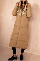 Esther Camel Padded Longline Coat
