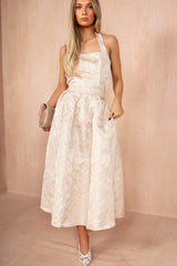 Dylan Blush Floral Jacquard Midi Dress