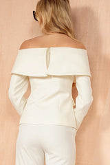 Liv Cream Bardot Blazer Top