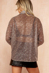 Olive Bronze Sheer Printed Sequin Shirt
