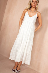 Oksana White Cotton Strappy Dress