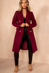 Winona Plum Longline Double Breasted Coat