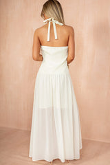 Judy Cream Halterneck Celestial Maxi Dress