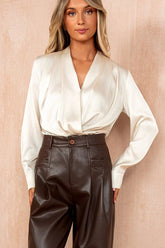 Jolie Champagne Satin Wrap Bodysuit