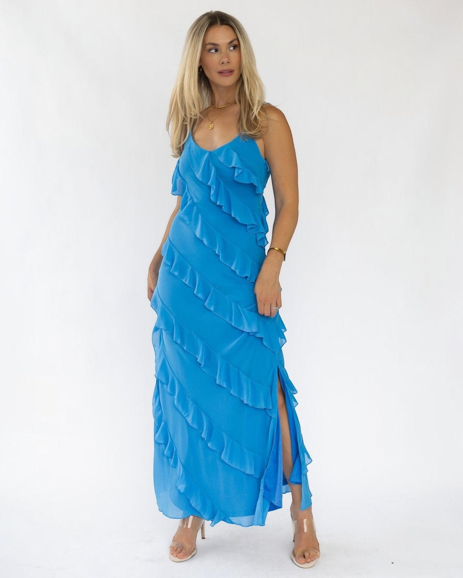 Caelyn Blue Tiered Maxi Dress - Final Sale - JO+CO