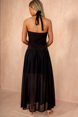 Judy Black Halterneck Celestial Maxi Dress