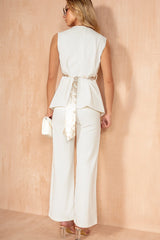Ruth White Scarf Belted Top