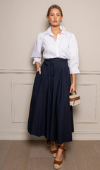 Astrid Marine Poplin Skirt