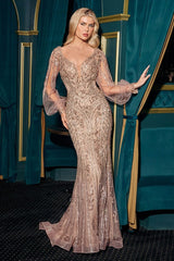 Long Sleeve Mermaid Gown CD864