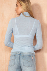 Avril Blue Polo Neck Top