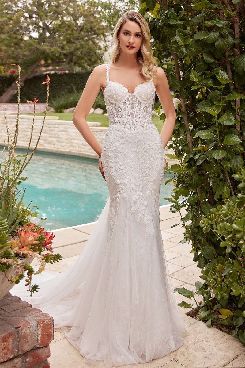 Wedding Dresses Long Corset Lace Mermaid Wedding Dress Off White