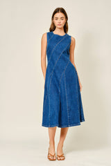 Stretch Mermaid Line Denim Midi Dress by Aaron & Amber