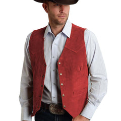 ceehuteey Casual Men's Suede Fashion Cowboy Suit Vest V Neck Waistcoat