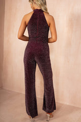 Lillian Plum Halter Neck Jumpsuit