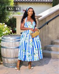 Celine Pink Striped Floral Corset Maxi Dress (Copy) Clothing Ellaé Lisqué