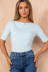Veyda Blue Boat Neck Top
